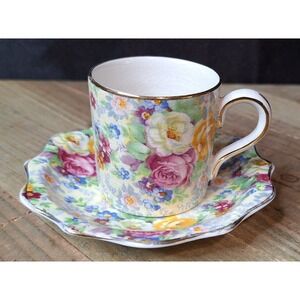 Lord Nelson Ware Rose Time Chintz Cup & Royal Albert Saucer Set Made in England